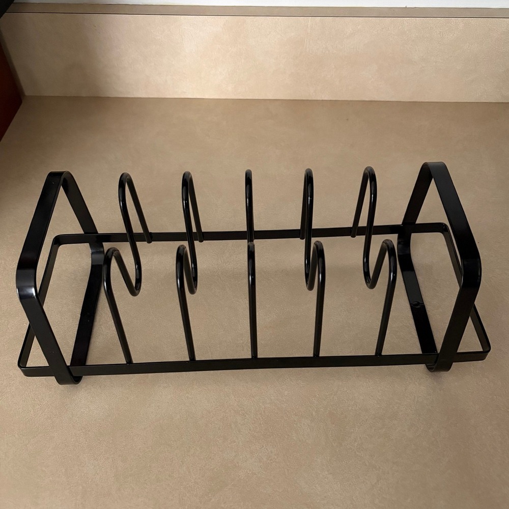 Black Metal Wire Kitchen Organizer Rack Pot Lid Cutting Board Holder 5 Slot